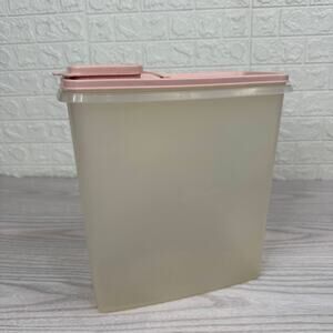 Tupperware Vtg Store N Pour Super Cereal Keeper Pink White Large Flip Top Lid